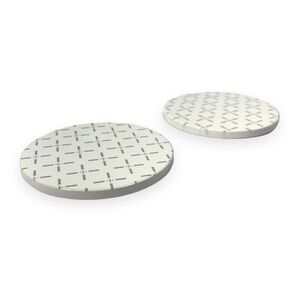 Set of 2 Ceramic Coasters with Cork Backing 4” Diameter Blue‎ Rust Country Print